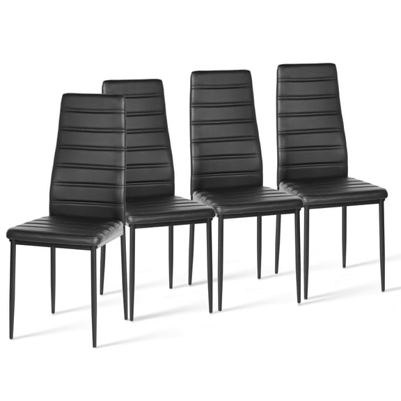 Homy Casa Set of 4 Modern Dining Chairs with Metal Frame, Upholstered Faux Leather Seating for Dining Room or Kitchen,Black