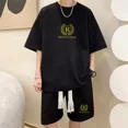 thumbnail image 2 of Conjunto deportivo de verano con estampado de marca y gofres para hombre, camiseta deportiva, pantalones cortos, traje informal, ropa deportiva, 2 of 5
