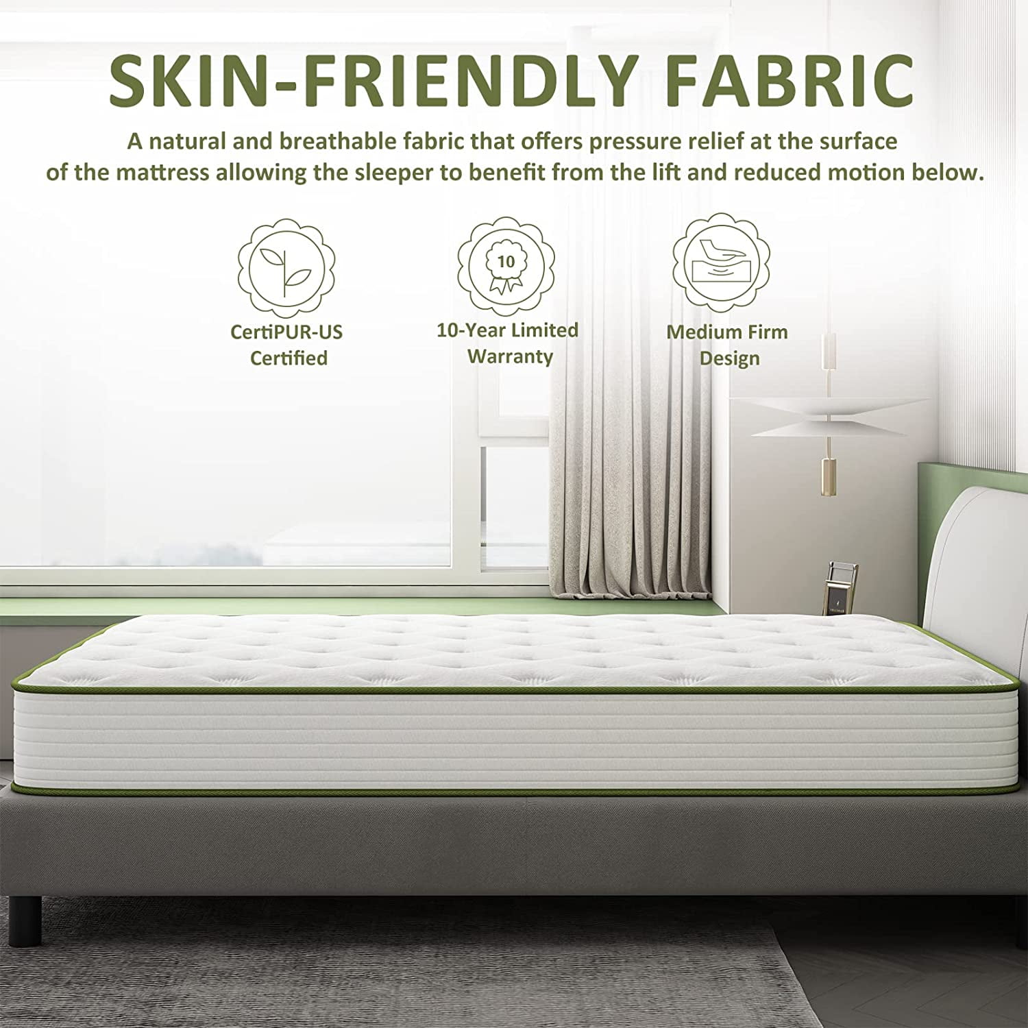 Crystli 12" Hybrid King Mattress Memory Foam Mattress with Wrapped Innersprings Medium Firm Bed-in-a-Box CertiPUR-US Certified King Mattresses
