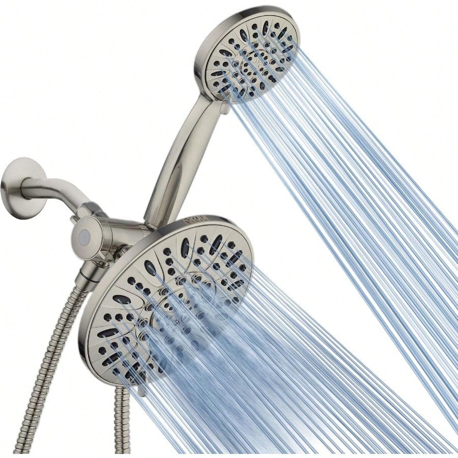 AquaDance 7 Premium High Pressure 3Way Rainfall Combo With Stainless Steel Hose Enjoy Luxurious 6setting Rain Shower Head And Hand Held Shower Separately Or Together Brushed Nickel Finish
