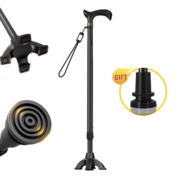 VEYFOQIK Carbon Fiber Walking Cane for Women & Men, Ergonomic Handle, Non-Slip, 1.14 lb Removable Lightweight Walking Stick, 10-Level Adjustable 28"-38" Height for Capacity for Seniors - 220lb Weight