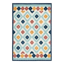 Unique Loom Belize Outdoor Collection Area Rug - Sarstoon (4' x 6' Rectangle Ivory/Light Blue)