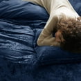 thumbnail image 4 of PHF Truly Velvet Duvet Cover Set Queen Size, 3 Pieces Luxury Ultra Soft Comforter Cover Set, Warm Flannel Duvet Cover with 2 Pillow Shams Bedding Collection, 90"x90", Navy Blue (No Insert), 4 of 7