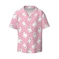 thumbnail image 2 of Lsque Pink Cartoon Bear print Men's Cuban Collar Short Sleeve Shirt Summer Beachwear Casual Button Down Fashionable Vacation Leisure Shirt-XX-Large, 2 of 7