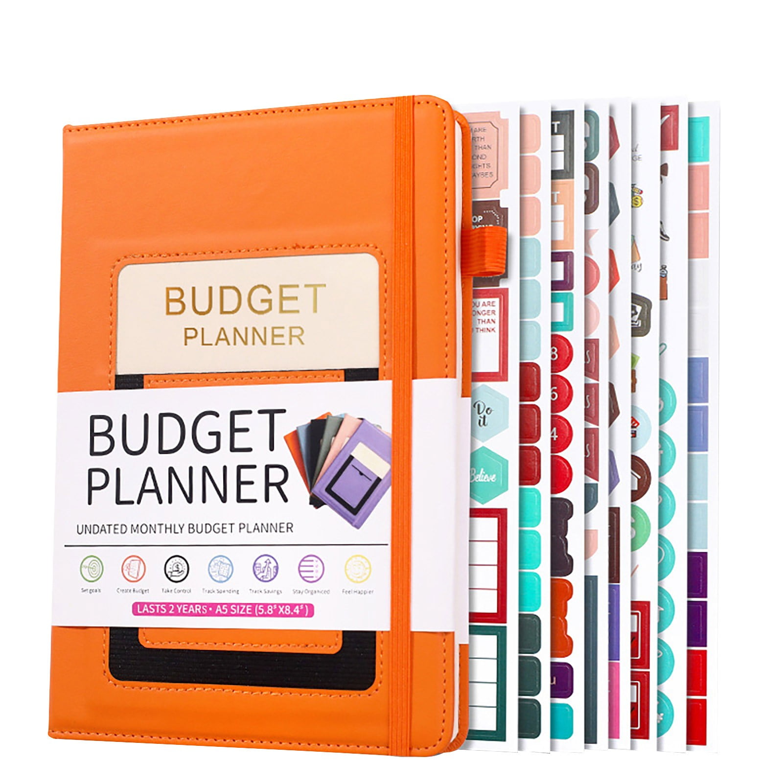 Budget Notebook with Sticker Pack,Financial Planner A5 Hardcover,for A5 Hardcover Financial organizing and Expense Tracking,Hecnuo