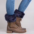 thumbnail image 6 of Ruanlalo Winter Women Warm Faux Fur Crochet Knit Leg Warmers Boot Socks Toppers Cuffs Beige, 6 of 6