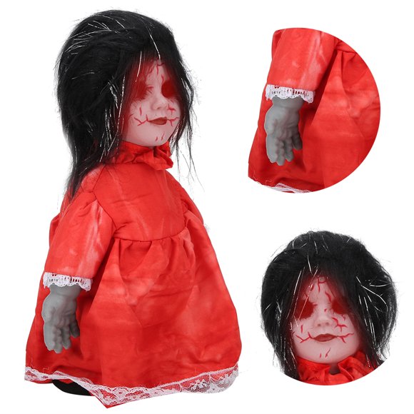 Eerie Sound Scary Walking Doll, Eyes Flash Red Highly Simulation Creepy Creepy Doll, Home For Day Black Hair