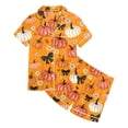 thumbnail image 4 of Shadoumai Satin Halloween Pajamas for Button Top Pumpkin Print Short Sleeved Button Top Fashion Home Clothes 2 Piece Summer Loungewear Nightwear Outfits, 4 of 4
