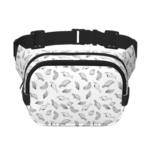 Fotbe Sea Turtle Cangurera Cuadrada con Estampado de Doble Capa, Bolsa de Cintura Ajustable Mini para Hombres y Mujeres