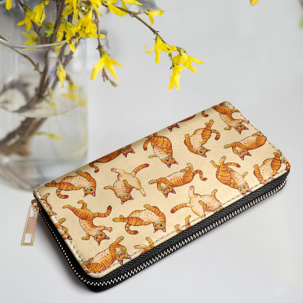 WIRESTER PU Leather Clutch Purse With Funny English Bulldog Print - Women's Zip-Around Long Wallet With Card Slots & Coin Pocket