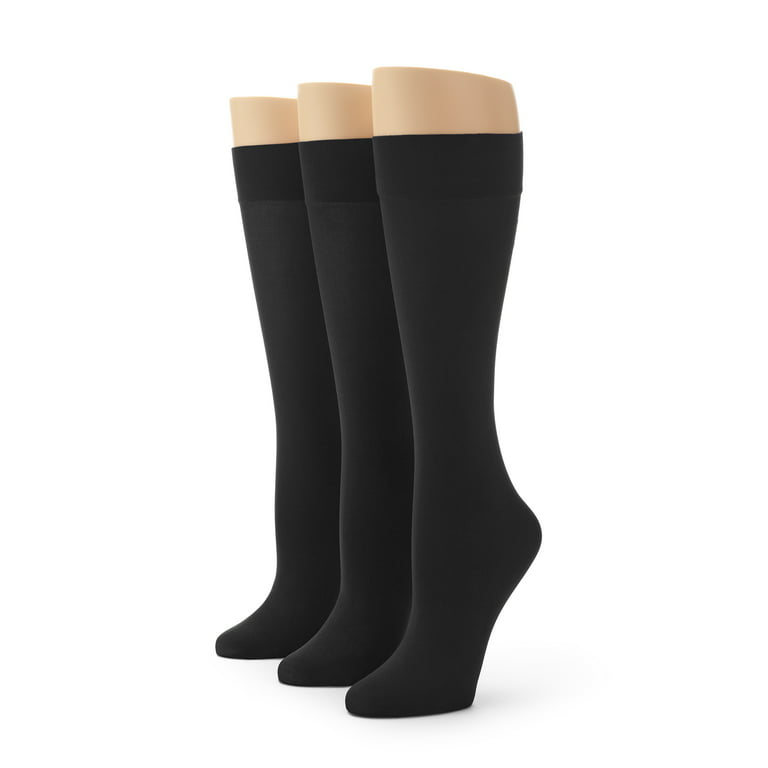 No Nonsense Women's Silky Trouser Knee High Sock, 3 Pair Pack, 9