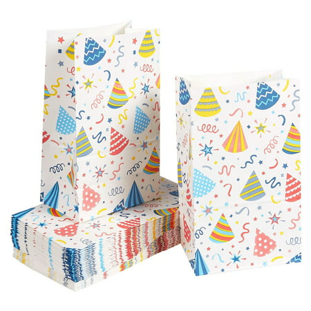 Paper Goody Bags for Kids - 36 Pack Party Favor Bags for Birthday Party Goodies, Classroom Party Treats, Recyclable Paper Treat Bags, 5.1 x 8.75 x 3.25