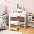 thumbnail image 3 of Patiojoy Kids Vanity Set Princess Pretend Play Vanity Table with Chair & Mirror & 4 Drawers White, 3 of 9