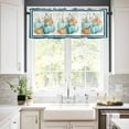 thumbnail image 3 of Orange Teal Blue Pumpkin Kitchen Curtains Valance and Tier Set 3 Pieces, Thanksgiving Fall Blue Dots Stripes Small Window Curtains Set, 24 Inches Length Short Tiers for Bathroom Cafe, 3 of 7