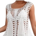 thumbnail image 3 of Pounoo Hauts Boho pour Femmes Sans Manches à Encolure Carrée, Robe Mini au Crochet Ajourée, Fluide, Coupe Trapèze, Style Côtier, Escapade, Tenue Quotidienne, Cadeau, 3 of 8