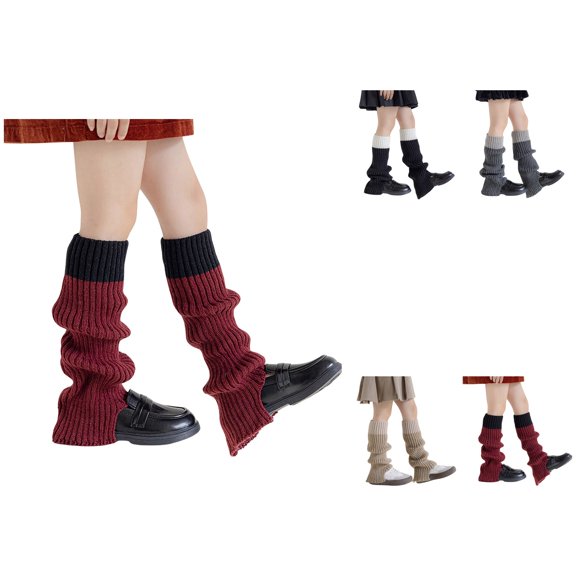 Kids Leg Warmers Knitted Knee High Socks for Girls, 4 Pairs Winter Japanese Style Loose Kawaii Harajuku Socks