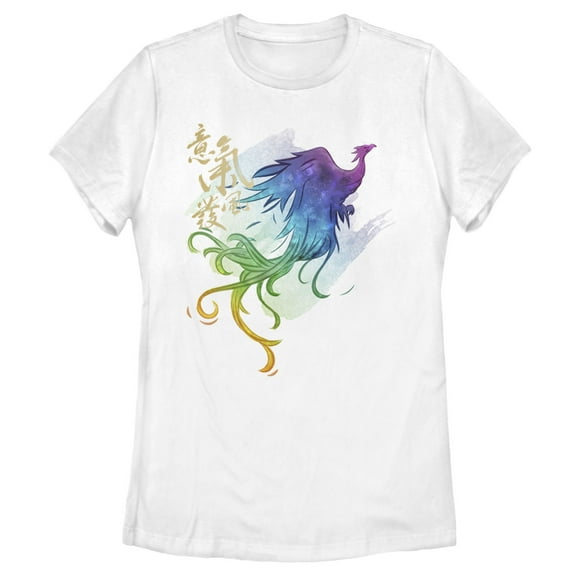 Women's Mulan Rainbow Feathers  Graphic Tee White X Large