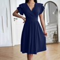 thumbnail image 6 of Inleife Womens Summer Dresses Women's Casual Fashion V-Neck Short Sleeve Solid Dress, 6 of 7