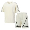 thumbnail image 3 of LIBRCLO Sweatsuits for Men Set 2 Piece No Hood Tracksuits Crew Neck Summer T Shirt & Shorts Set Sports Outfits Sets with Pockets White XXL, 3 of 6