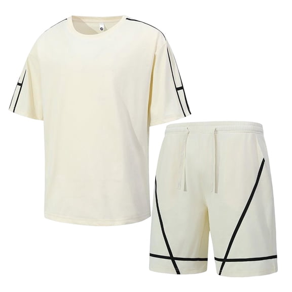 Stamozd Summer Sweat Suits Men 2 Piece Plus Size Workout Short Track Suits Mens Active Loose Casual Tracksuit White M