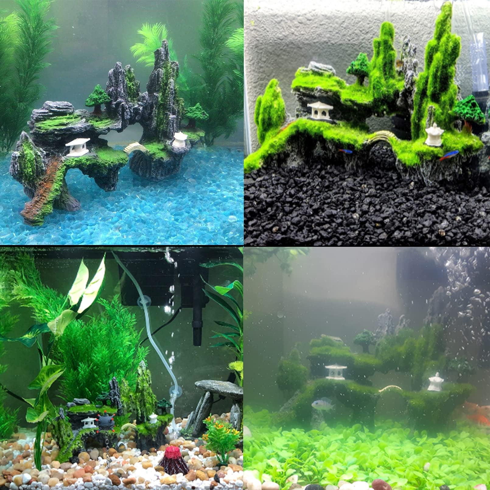 Fish Tank Decoration Moss Rockery Stone Plants Wood Ruins Landscaping Turtle Tank Decoration Fish Shrimp Shelter