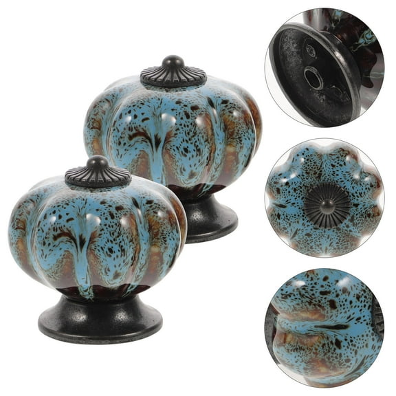 UNOMOR 2pcs Vintage Leopard Print Cabinet Knobs Single Drawer Pulls For Kitchen Furniture Home