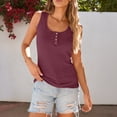 thumbnail image 3 of SUNBS Tank Tops for Women Summer Casual Camisole Tops Ribbed Sleeveless Henley Shirts Basic Clothing, 3 of 9