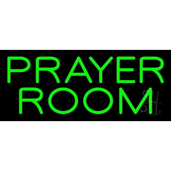 Green Prayer Room LED Neon Sign 6" Tall x 15" Wide - inches Black Square Cut Acrylic Backing, with Dimmer - Premium built indoor Sign for Home décor, Event, Religious place, Store interior, Office.