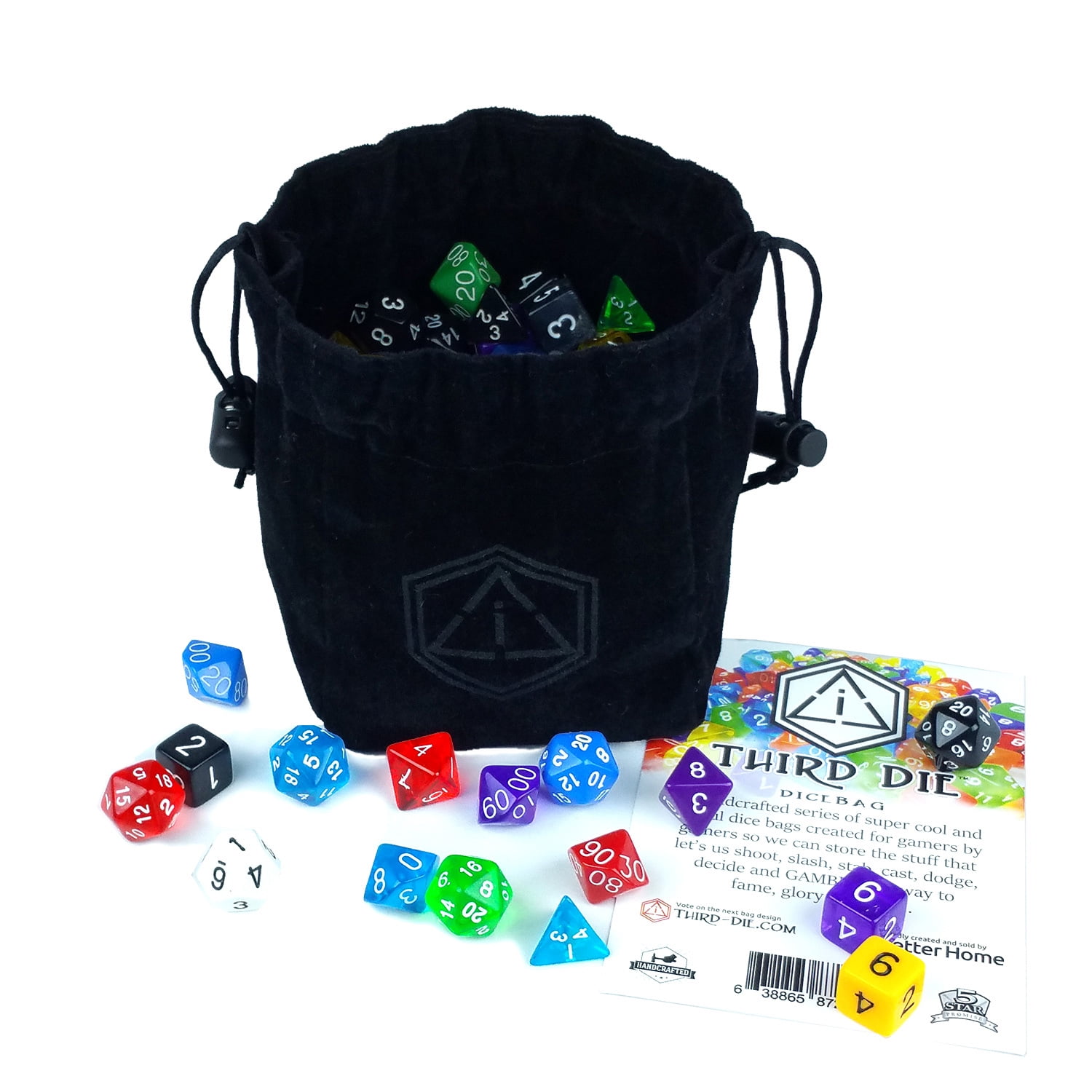 Closes Tight Blue Third Die Dice Bags Stands Open Brand New Reversible Toys Role Playing Games