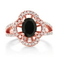 thumbnail image 2 of Gem Stone King 1.97 Ct Oval Black Onyx 18K Rose Gold Plated Silver Ring (Size 8), 2 of 4
