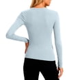 thumbnail image 3 of CCRFTGI Underscrub Long Sleeve Women Cotton Fabric Crew Neck Fitted Stretch Tee Uniforms T-Shirt Underscrub Comfort Tee Light Blue S, 3 of 4