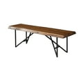 thumbnail image 2 of Rectangular Wooden Bench With Metal Angular Legs and Live Edge Look, Brown and Black- Saltoro Sherpi, 2 of 5