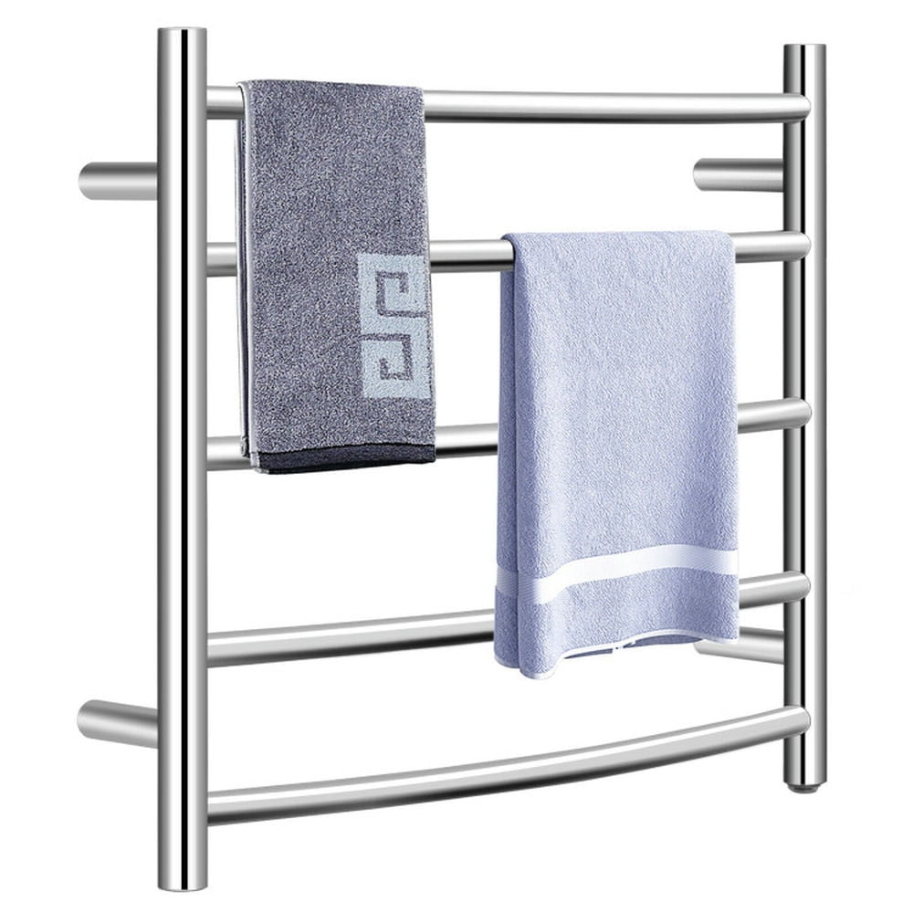 Finihen Wall Mounted Towel Rack, Electric Heated Towel Rack, Electric Heated Towel Warmer Wall Mount Drying Rack 304 Stainless Steel, for Bathroom, laundry Room, Silver