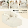 thumbnail image 6 of GNIXUU 45.3 ” Oversized Chaise Lounge Indoor, Corduroy Boneless Chair with 3 Pillows for Bedroom,Apartment ,Living Room, Spring Package Cushion, No Assembly Required,Beige, 6 of 8