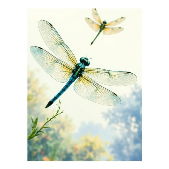Diamond Art Kit for Adults, Dragonfly Blue Summer Scene Diamond Painting for Adults Beginners, DIY Diamond Art Painting Kits, 5D Diamond Painting Crafts for Home Decor 12x16 Frameless