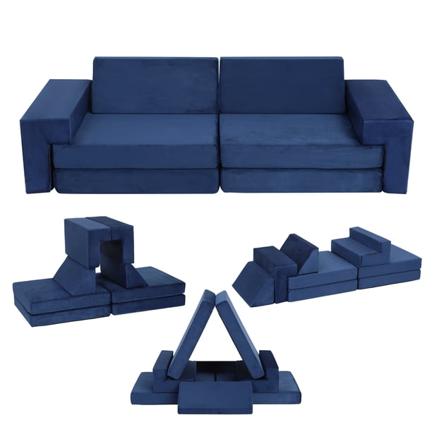 Juego de sofá modular infantil de 8 piezas – Espuma de alta densidad – Convertible y multifuncional – Ideal para sala de juegos, dormitorio o salón – Fundas lavables