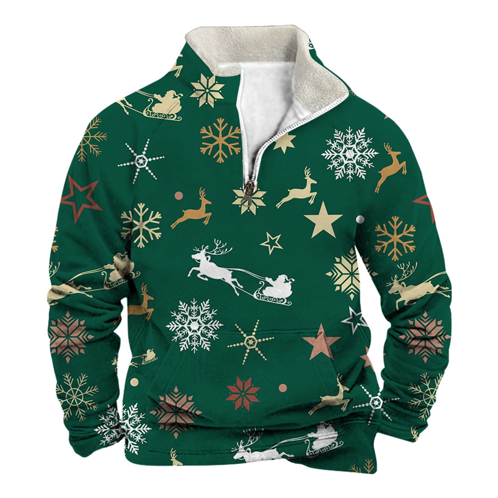 Men's Hoodless Sweatshirt Casual Christmas Print Pullover Long
