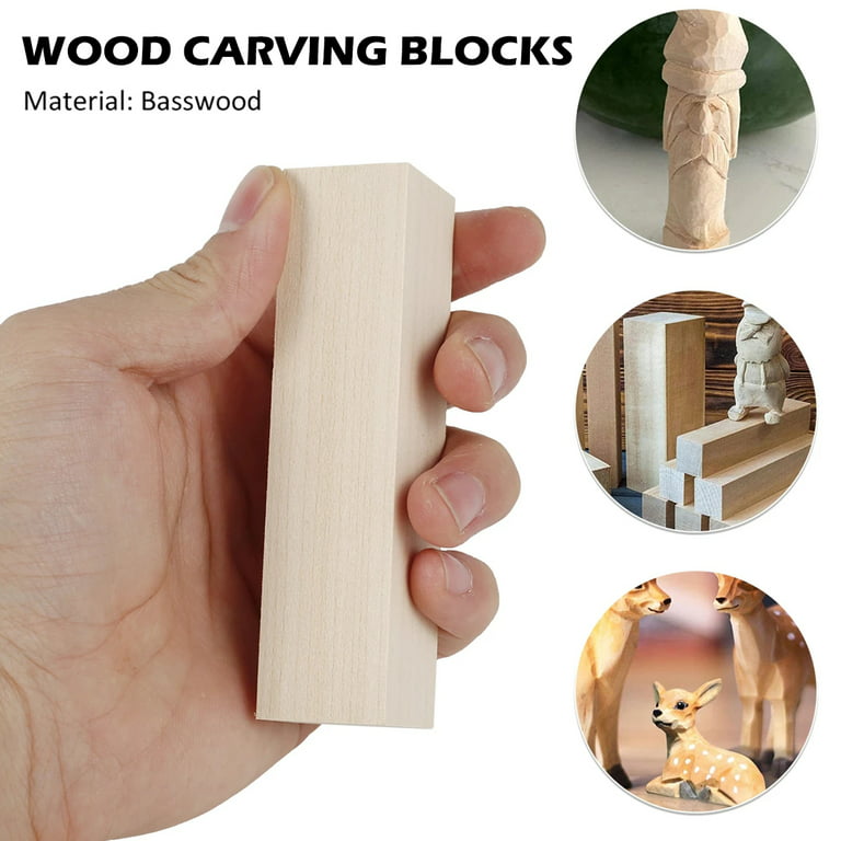Protoiya 6Pcs Basswood Carving Block Natural Smooth Wood Carving Block  Portable Unfinished Wood Block Carving Whittling Art Supplies for Beginner