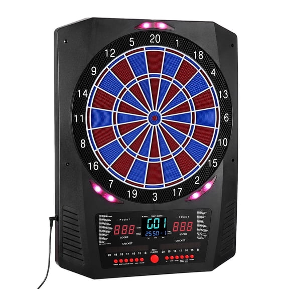 13.5" Electronic Dart Board with LED Cricket Scoring, 45 Games, 8 Players & 6 Soft Tip Darts Set