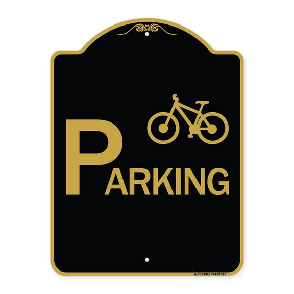 SignMission A-DES-BG-1824-24325 18 x 24 in. Designer Series Sign - Bicycle Parking with Graphic, Black & Gold