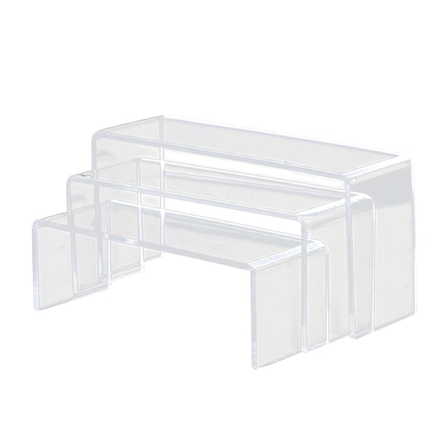 3Pcs Acrylic Display Stand Ladder Display Riser for Doll Figure Collectibles clear