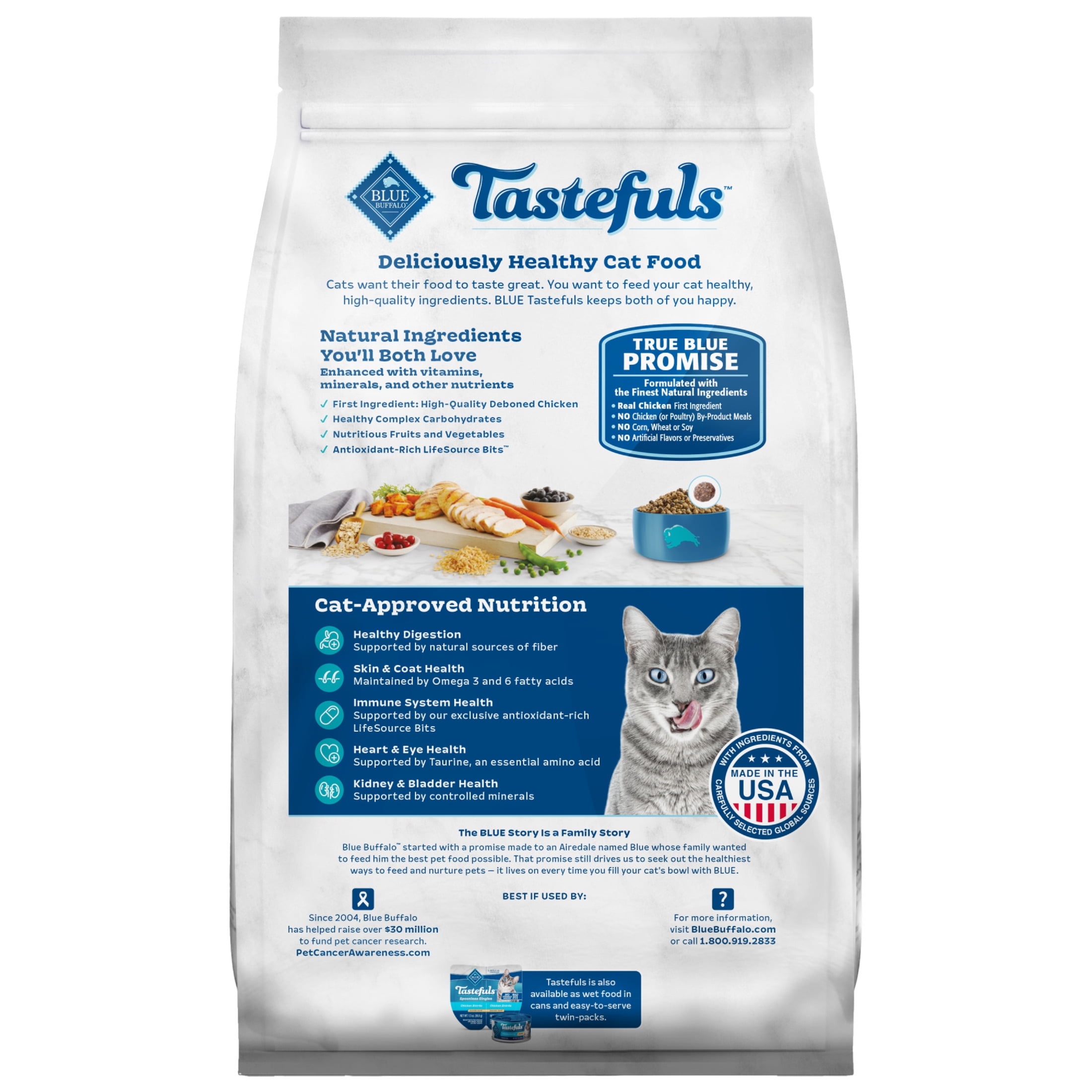 Blue Buffalo Tastefuls Dry Cat Food, Active Adult Cat, Chicken and Brown Rice, 10-lb. Bag
