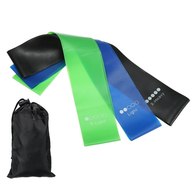 Unique Bargains Ensemble de Bandes de Résistance, 3 Bandes Élastiques d'Entraînement avec 3 Niveaux de Résistance, Noir Bleu Vert