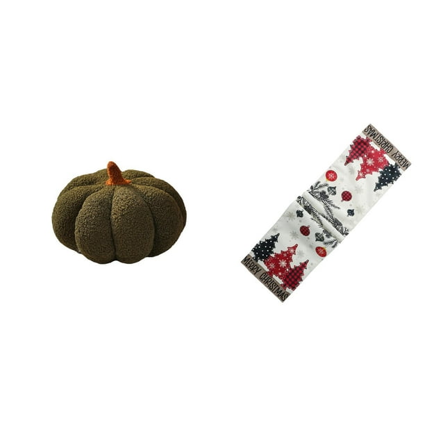 Cojín De Sofá De Peluche Con Forma De Calabaza De Halloween Y Camino De Mesa Navideño Con Bufanda Para Tocador, Ideal Para La Decoración Navideña De Invierno En Dormitorios Y Salas De Estar.