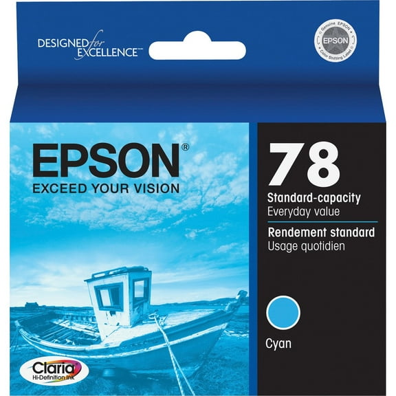 Epson (78) Claria Hi-Definition Cyan Ink Cartridge (525 Yield), T078220