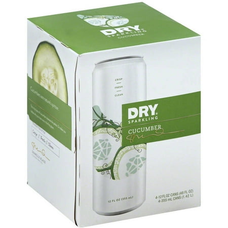 Dry Sparkling Cucumber Soft Drink, 12 fl oz, 4 pack, (Pack of 6)