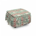 thumbnail image 1 of Vintage Ottoman Cover, Old Fashioned Bike Pattern, 2 Piece Slipcover Set with Ruffle Skirt for Square Round Cube Footstool Decorative Home Accent, Standard Size, Multicolor, by Ambesonne, 1 of 1