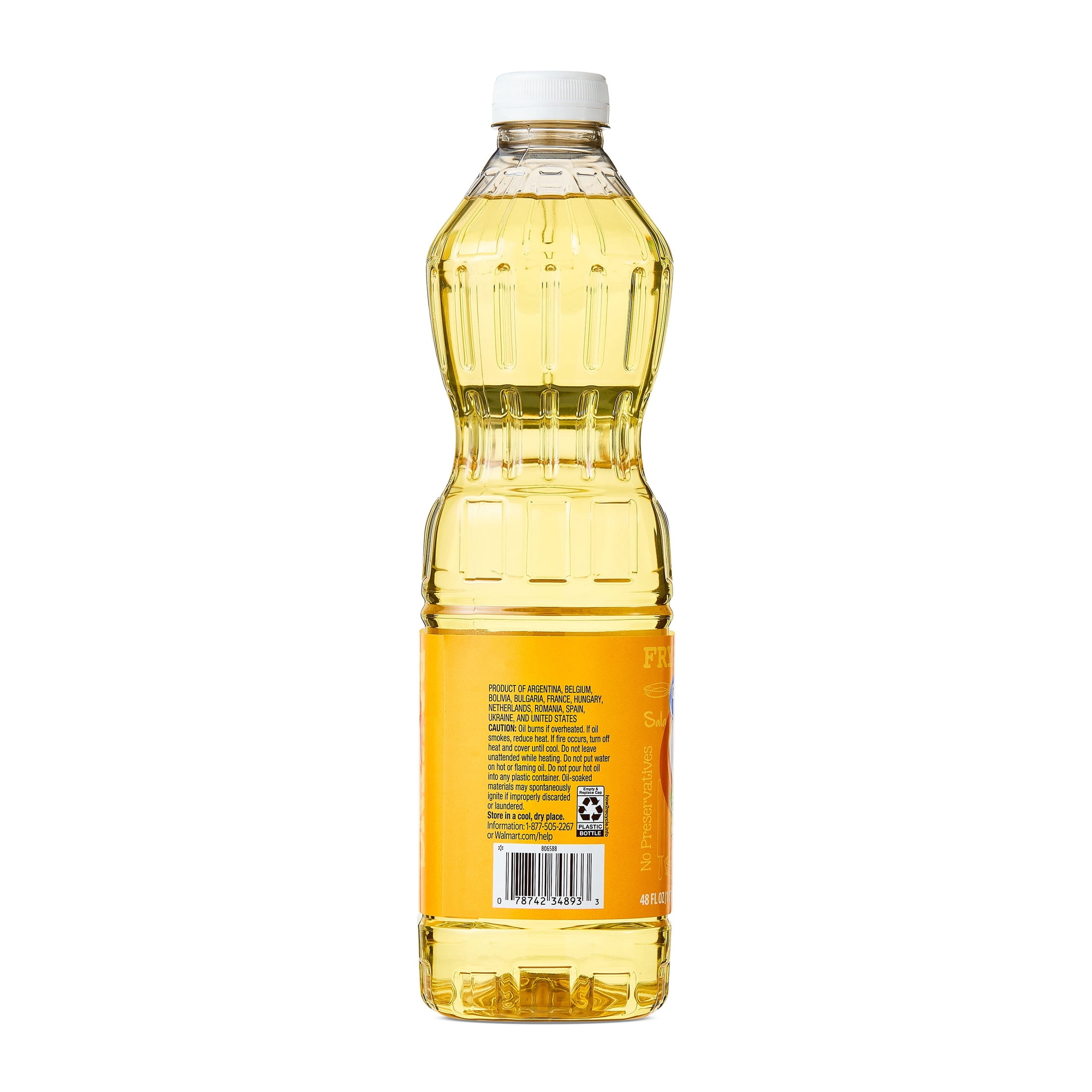 Great Value Sunflower Oil, Heart Healthy, High Smoke Point, 48 fl oz Bottle