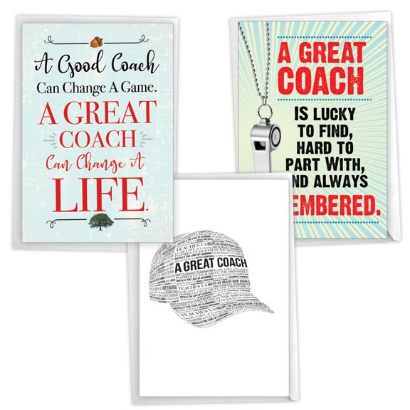 NobleWorks Assortment Pack of 3 Thank You Greeting Cards (Coach) with Envelopes (3 Designs, 1 Each) Best Coach