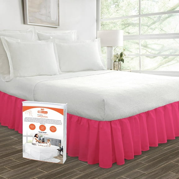 SGI Bedding 10 Inch Ruffled Bed Skirt | Microfiber Bed Skirt | Fade Resistant, Wrinkle Free, Anti-static, Decorative, Extra Storage Space, Clutter-Free |Queen, Hot Pink